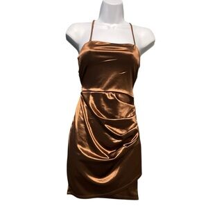 Forever 21 Strappy Brown Ruched Dress